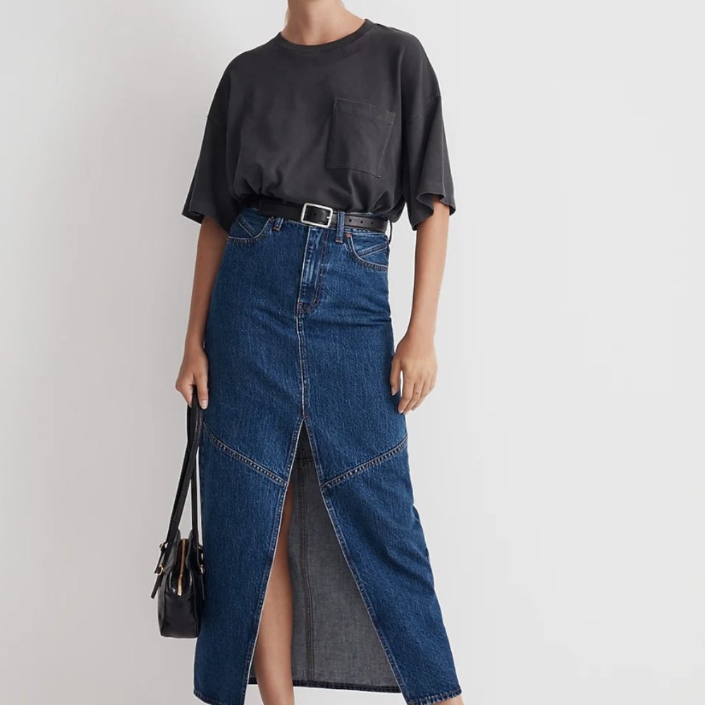 Denim Mid-Rise Maxi Skirt in Pineland Wash nwt sz 31